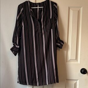 Black, Red and White Striped Tunic Dress